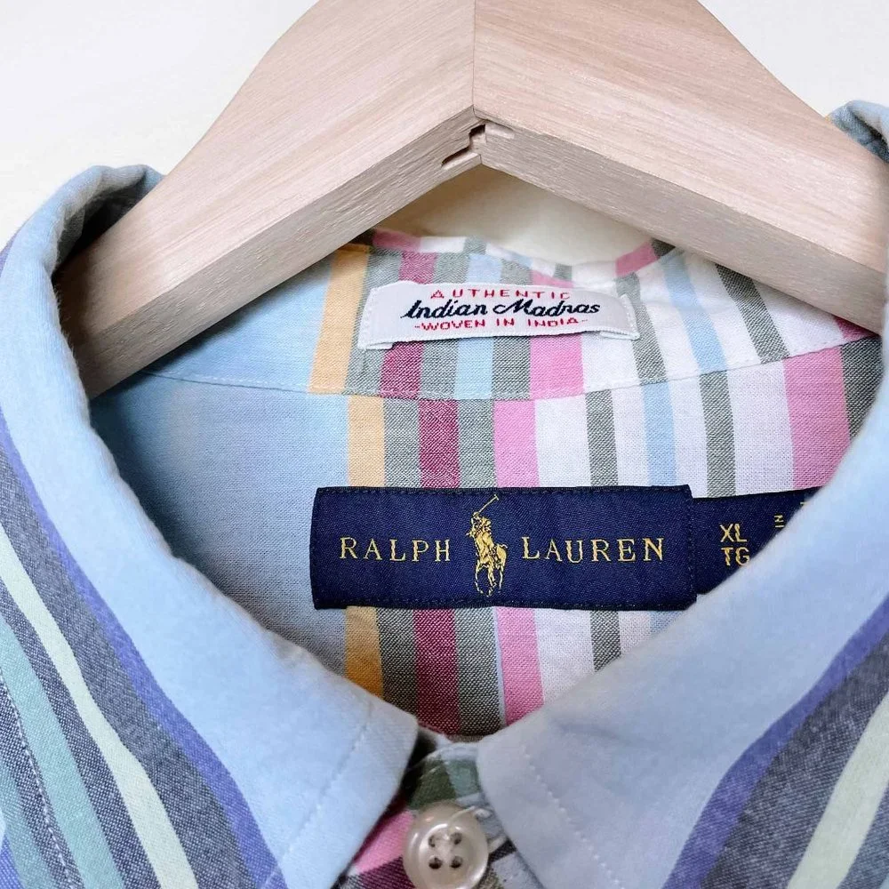 ⚡️SOLD⚡️ polo ralph lauren madras long sleeve button down shirt - size xl - Picture 7 of 9